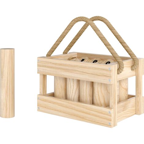 Jeu de Bolos Finlandais Bois 12 Bolos 1 Palo Caja Transport