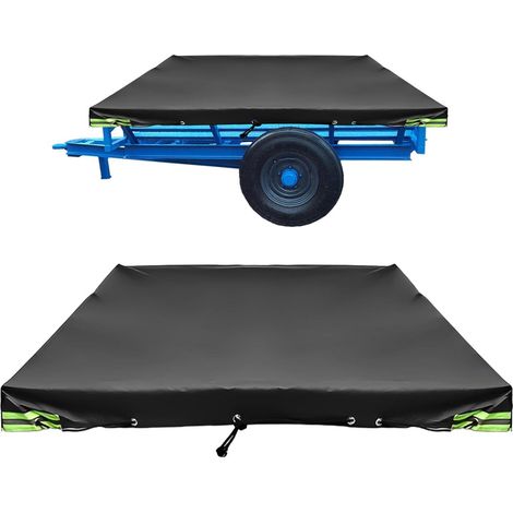 Trailer Tarpaulin Flat Tarpaulin 208 x 114x 13cm Including Tarpaulin Rope - Durable Edge-Reinforced Trailer Cover - Black (1/5)