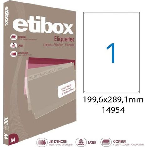 Boite De 100 Étiquettes - Format 199.6X289.1Mm - Etibox - Apli 14954 (1/5)