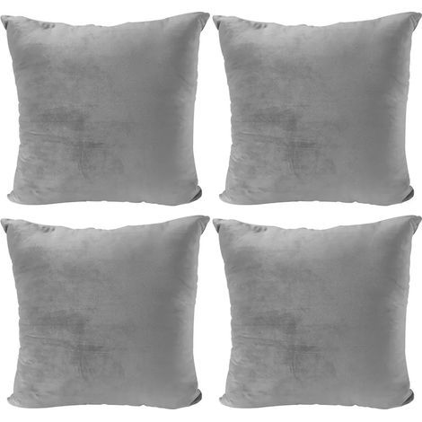 4 Fundas de Cojín Decorativas Cuadradas de Terciopelo Suave Sólido para Sofá Dormitorio Gris 4545cm (1/5)