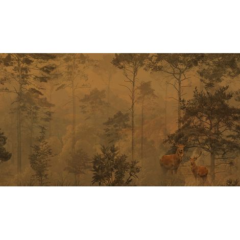 Papier peint panoramique - Forêt Cerfs - 130 cm x 72 cm (1/2)