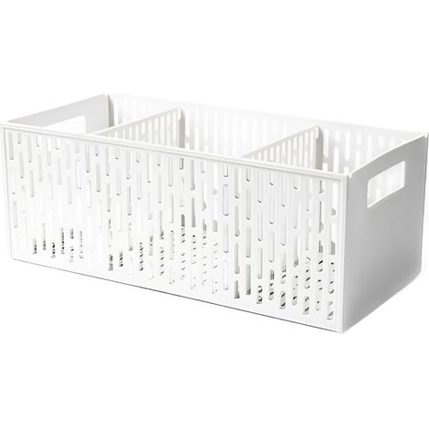 Panier de rangement compartimenté en plastique à 3 compartiments, gain de place, pour fruits, légumes et en-cas (1/5)