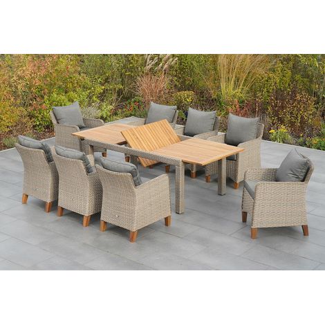 Avellino Set 9tlg 8 Sessel Tisch 180(240) 100cm Kissen