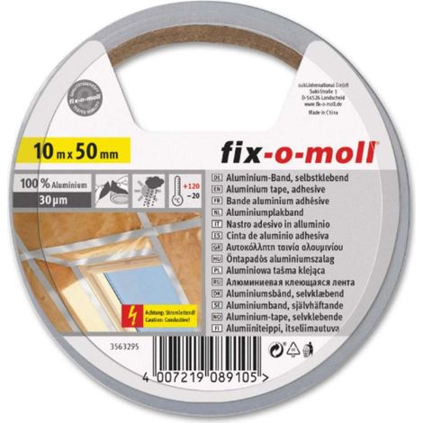 FIX-0-MOLL - 10mt x 50mm - NASTRO ADESIVO SIGILLANTE IN ALLUMINIO PER RIPARAZIONI - COLORE ARGENTO