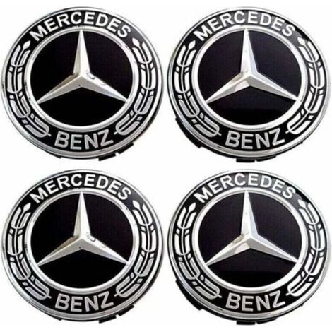 4 Stück Nabenkappen Kompatibel mit Mercedes Benz 75mm Radnabenkappen ABS Autozubehör, TRIMEC