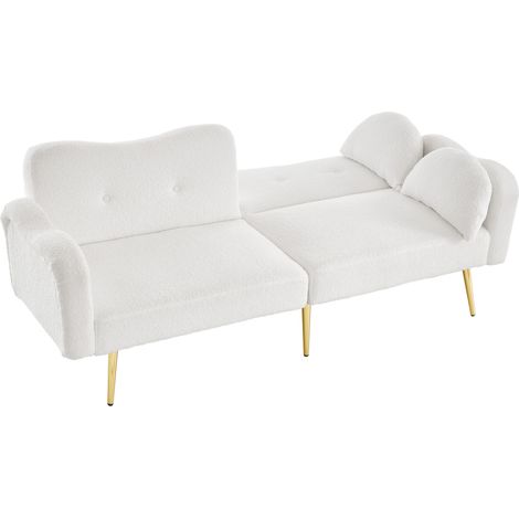 Zweisitzer-Sofabett mit Schlaffunktion, verstellbarer Rückenlehne, Weiß, MODENUIT (1/5)