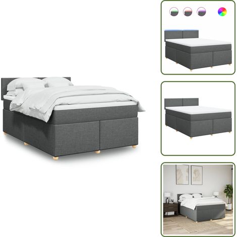 Coprimaterasso lavabile - vidaXL Giroletto a Molle con Materasso Grigio Scuro 140x190 cm Tessuto - Letto con testiera