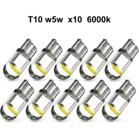 10 Pièces Blanc,T10 w5w LED avec 1 puce LED COB 12v DC 10 pièces blanc (1/4)