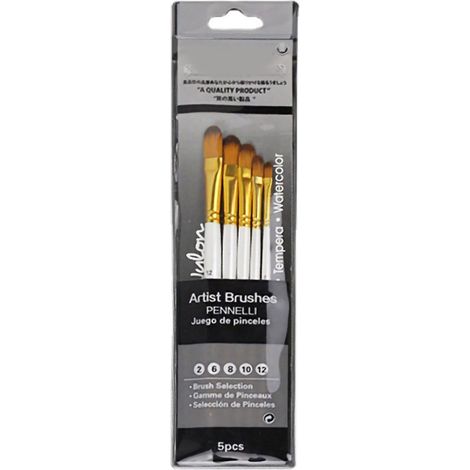 Lot de 5 pinceaux nylon soies synthétiques, tube cuivre, manche bois blanc, kit aquarelle idéal pour peinture fine. (1/5)
