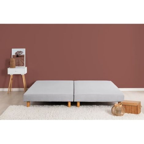 DEKO DREAM Rakenne - Sommiers tapissiers a lattes 2x90x200 - Bois massif gris + pieds (1/2)