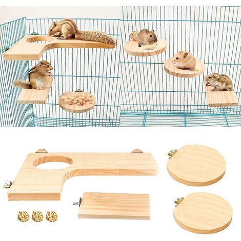 Plateforme pour hamsters, plateforme en bois pour cages à chinchillas, aire de jeux pour hamsters (1/4)