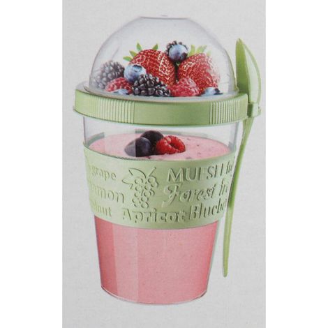 Joghurtbecher 600ml Löffel Müsli Lunchboxen Schale To Go Arbeit Deckel Mehrweg (1/5)