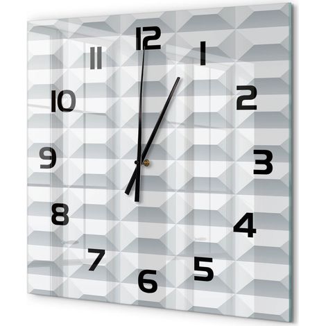 Grande Horloge Murale Carrée Originale en Verre Silencieuse Design Moderne Salon Arrière-plan géométrique 60x60 cm (1/5)