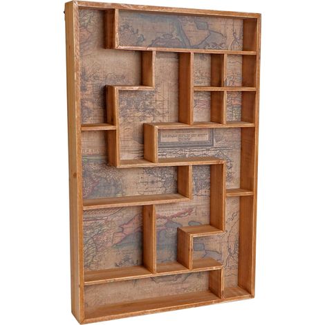 Caja de almacenaje HHG-523, Estante de pared Caja de coleccionista, Shabby-Look Vintage 70x45x8cm (1/5)