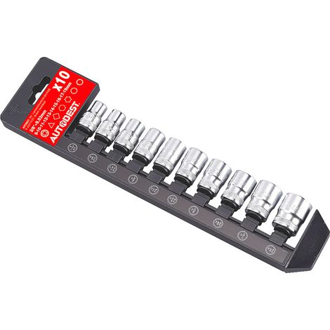 Coffret de 10 douilles 3/8'' : 9/10/11/12/13/14/15/16/17/19 mm, finition mat - AUTOBEST (1/2)