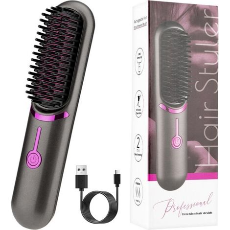 Plattång électrique sans fil 5200mAh, chaleur PTC pour lissage rapide et protection des cheveux, idéal pour voyage et maison.