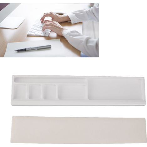 Tastatur-Handgelenkauflage, Schreibtisch-Trennwand mit Aufbewahrungsbox, ideal für Laptop-Zubehör, im Büro oder zu Hause – weiß (1/5)