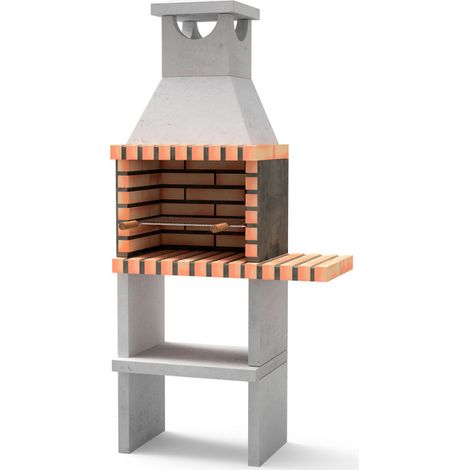 Barbecue encastrable Nice/Zon 91 x 46 x 186 cm avec grille et banc de 51 x 35 cm  Barbecue en béton et brique pour jardin (1/5)