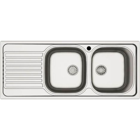 Lavello incasso cucina acciaio 116x50 cm due vasche e gocciolatoio sinistro MP1162SX (1/3)