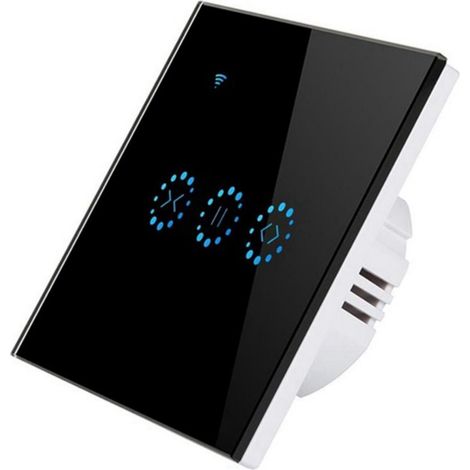 Smart Curtain Switch Wireless Wifi Switch Electric Blinds Switch Touch Wall Switch with Timer Alexa Google Home Support (Black) (1/5)
