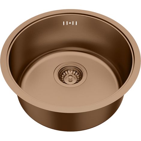 Essebagno Essenox Spüle 1 rundes Becken aus Edelstahl 42.5cm gebürstetes Kupfer