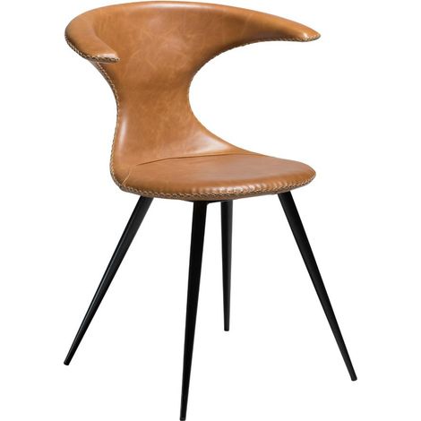 Flair Dan-Form Esszimmerstuhl Echtes Leder braun.