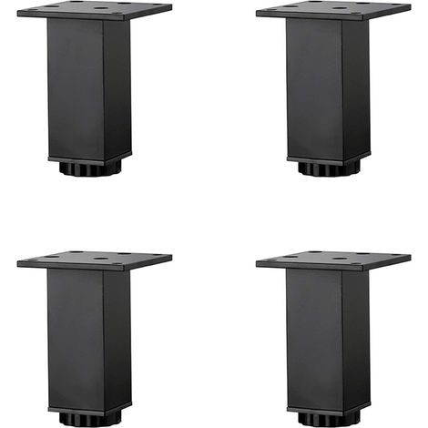 Patas de muebles de aleación de aluminio de altura ajustable, ideales para mesas de centro/sofás y armarios de baño/lavabo, 38 mm, color negro mate, con tornillos, 4 patas (10 cm/3,9 pulgadas).