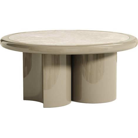 Table basse en marbre et MDF - Beige et taupe laqué - DIRAMA