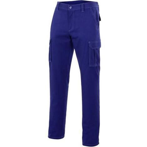 Pantalon De Travail - Multi-poches - Taille Élastiquée - Coutures Renforcées - Bleu Cobalt - 1 Pièce