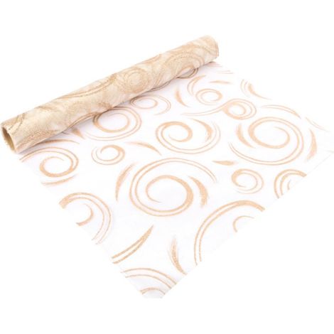 Goldener Organza mit Glitzermuster auf einer Spule 35 cm x 5 m (1/2)