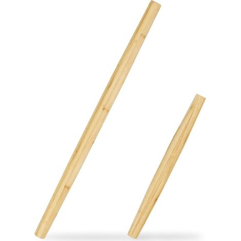 Lot de 2 rouleaux à pâte, bambou, 65 cm et 40 cm, diamètre 3,5 cm, naturel, pour biscuits, pizza, gâteaux (1/5)