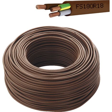 CAVO FILO ELETTRICO MARRONE FS18OR18 300-500V BIPOLARE CON NEUTRO - Metri: 10 - Sezione: 3G 2,5 mm (1/2)