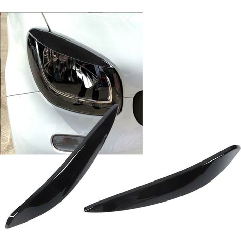 2Pcs ABS Left & Right Headlight Eyebrows Replacement for Benz Smart 453 Fortwo Forfour 2015-2020 Gloss Black MUMU (1/4)