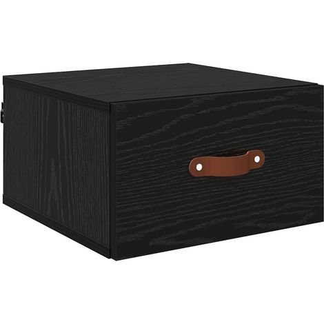 Maison Exclusive - Mobiletto da comodino a parete Rovere Nero 35 x 35 x 20 cm
