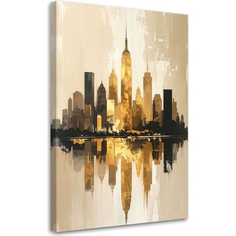 Stampe su Tela, Città moderna del futuro in beige e oro, 20x30 (1/5)