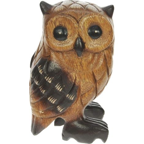 Namesakes® – Sculpture hibou bois artisanale – décoration salon, cadeau amoureux animaux（8713 cm） (1/2)