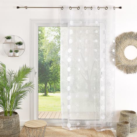Voilage rouge motifs brodés Blanc 300x240 cm