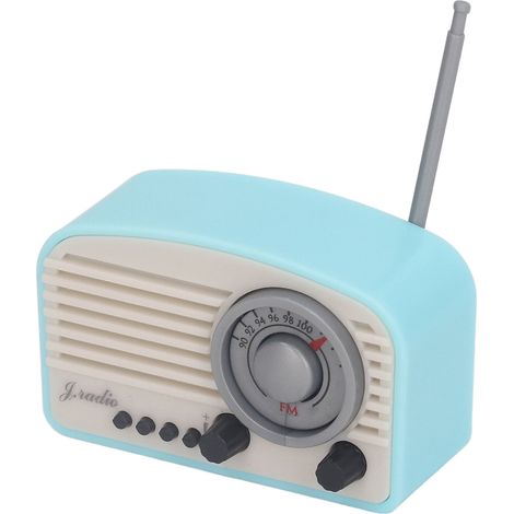 Radio Vintage Miniature pour Maison de Poupée - Modèle Rétro Décoratif Jouet Enfant - Ciel Bleu Réaliste (1/5)