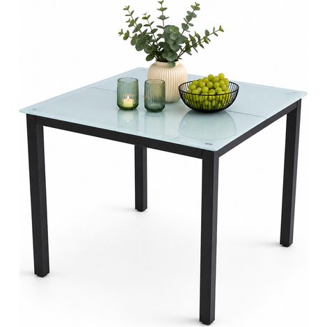Mesa de jardín de cristal Alu Mesa de balcón 80x80 73x80x80 - VCM (1/3)