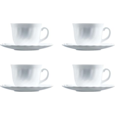 Lot de Tasses avec soucoupes Trianon (4 pcs) Blanc Verre 280 ML 4 Pièces (1/4)
