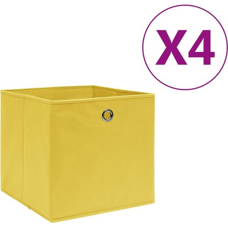 vidaXL Storage Boxes 4 pcs Non-woven Fabric 28x28x28 cm Yellow