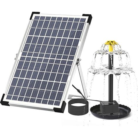 Bomba solar de 10 vatios para fuentes con 9 boquillas, ideal para bebederos para pájaros, estanques de jardín, piscinas, acuarios y otras áreas al aire libre. (1/5)