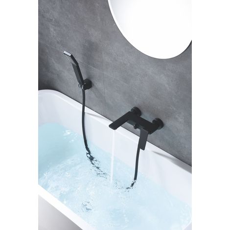 Robinet de baignoire avec mitigeur  Modèle FIYI  Couleur noir finition mate [ IMEX® ] (1/3)