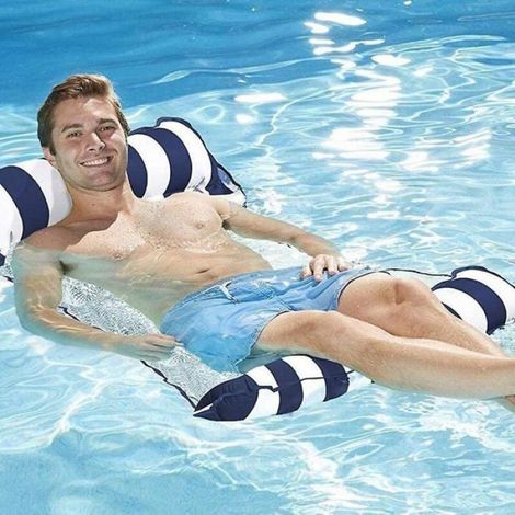 Hamac aquatique. chaise longue gonflable pour piscine et plage - Couleur : bleu foncé (1/4)