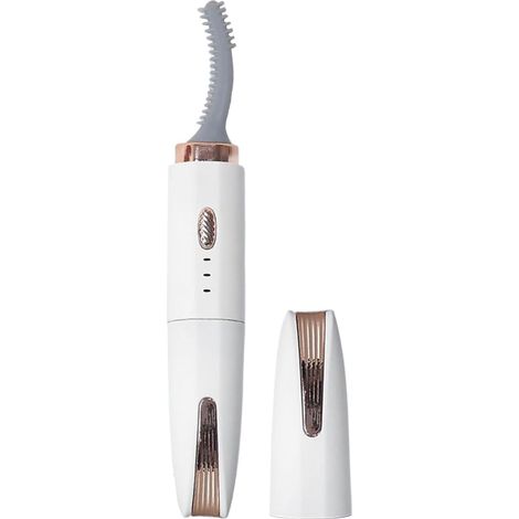 Recourbe-cils et taille-cils chauffants électriques 2-en-1, rechargeable via USB, chauffage rapide 15S, 2 modes, convient à tous les cils (blanc) (1/5)