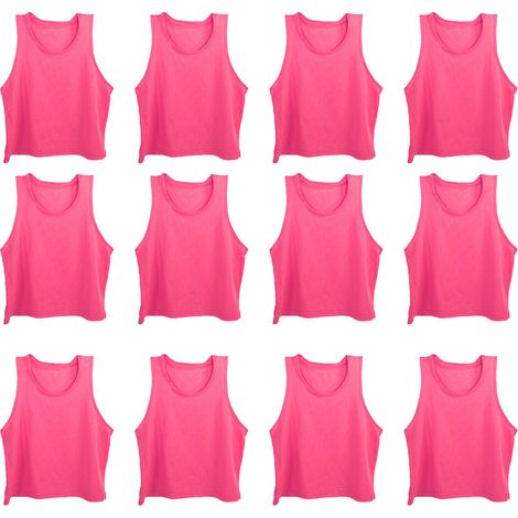 12 pièces dossards respirants en maille large pour entraînement de football enfants, taille unique rouge rose (1/5)