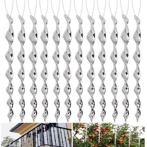 Répulsif à oiseaux, lot de 12, 30 cm, réfléchissant, répulsif à pigeons, spirale réfléchissante à 360°, pour maison, jardin, balcon, verger (1/5)