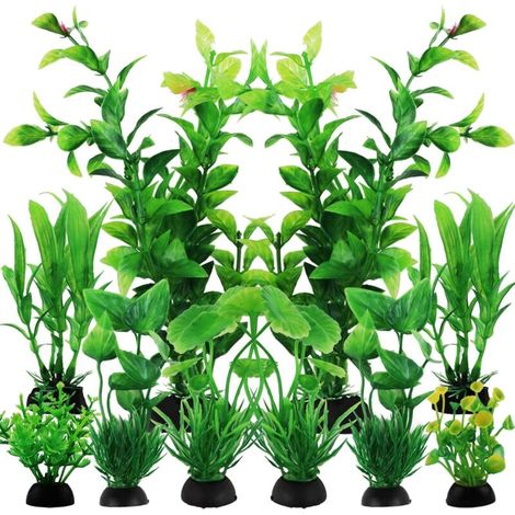 Aquarium Decoration Plante, 10 Pièces Vert Plantes Artificielle Aquarium Deco, Terrarium Plante Décoration pour Aquarium (1/5)