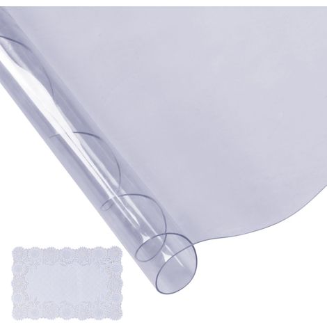 Nappe de Protection Ronde 123 cm, PVC Épais 1,5 mm, Imperméable, pour Bureau, Table à Manger et Café