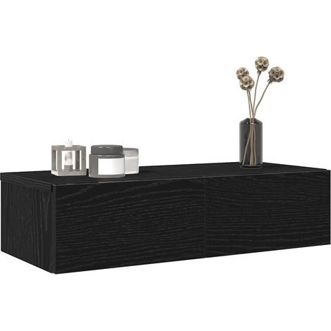 Wandregal mit Schubladen Schwarz 60x26,5x15 cm Holzwerkstoff